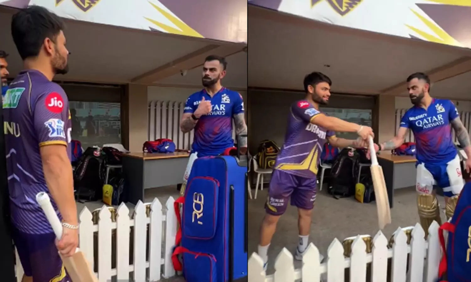 ‘ഞാൻ തന്ന ബാറ്റ് പൊട്ടിച്ചിട്ട്, അടുത്ത കളിക്ക് വേറെ വേണമെന്നാണോ പറയുന്നത്?’; മറ്റൊരു ബാറ്റ് ആവശ്യപ്പെട്ട റിങ്കുവിനെ തിരിച്ചയച്ച് കോഹ്‍ലി