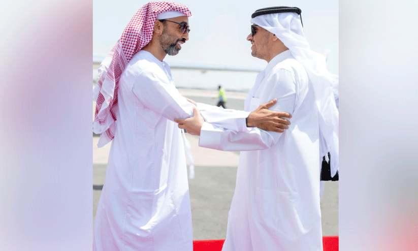 UAE National Security Advisor Sheikh Tahnoon bin Zayed Al Nahyan and Qatar Prime Minister Sheikh Mohammed bin Abdulrahman Aldhani UAE National Security Advisor Sheikh Tahnoon bin Zayed Al Nahyan and Qatar Prime Minister Sheikh Mohammed bin Abdulrahman Aldhani