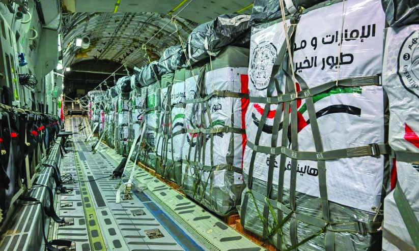 ഗ​സ്സ​യി​ൽ 82 ട​ൺ സ​ഹാ​യ വ​സ്തു​ക്ക​ൾ കൂ​ടി എ​ത്തി​ച്ച്​ യു.​എ.​ഇ