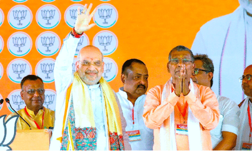 Union Home Minister Amit Shah at Narahiya in Bihar on Monday In the rally