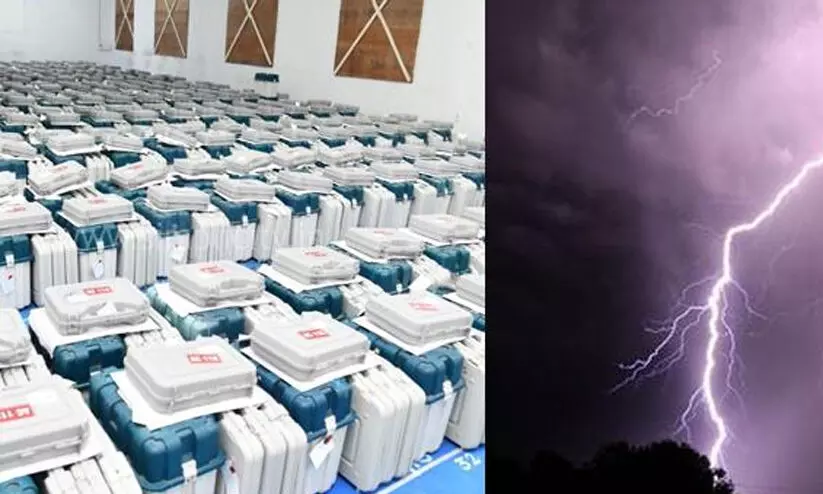 Voting machines in Alappuzha The cameras in the protected strong room were destroyed.