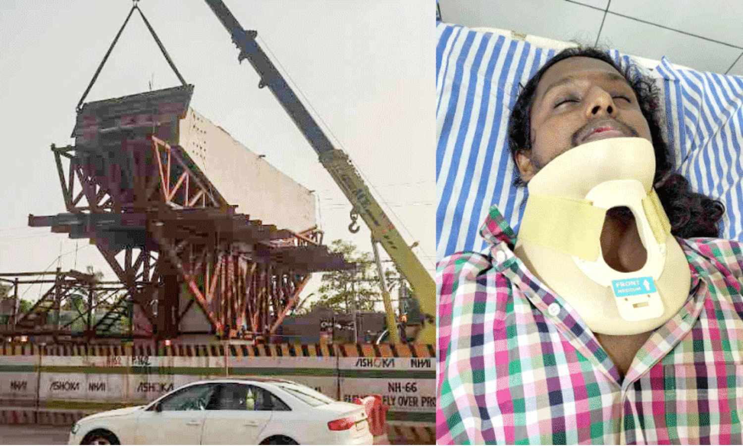 അരൂർ-തുറവൂർ ഉയരപ്പാത നിർമാണം; കമ്പി തെറിച്ചുവീണ് സ്കൂട്ടർ യാത്രികന് പരിക്ക്