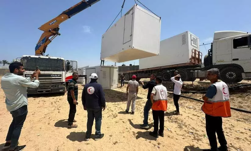 Preparations for setting up a field hospital in Gaza