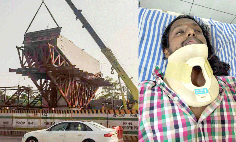 അരൂർ-തുറവൂർ ഉയരപ്പാത നിർമാണം; കമ്പി തെറിച്ചുവീണ് സ്കൂട്ടർ യാത്രികന് പരിക്ക്