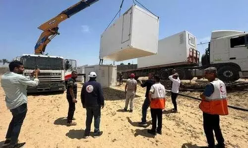 Preparations for setting up a field hospital in Gaza