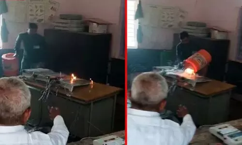 പോളിങ്ങിനിടെ വോട്ടുയന്ത്രം കത്തിക്കാൻ ശ്രമം