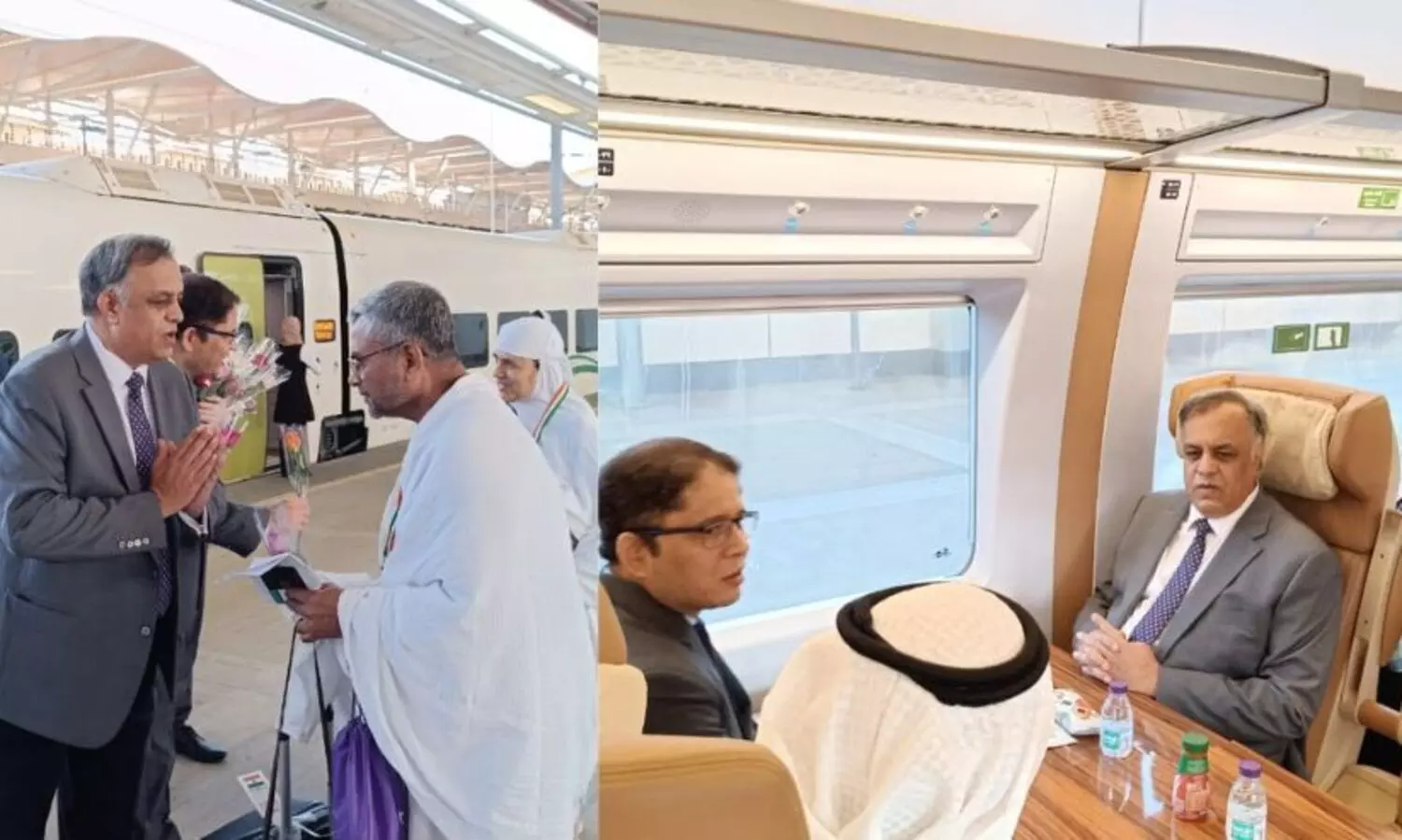 ജിദ്ദ വിമാനത്താവളത്തിൽ നിന്ന് മക്കയിലേക്ക് അൽ ഹറമൈൻ അതിവേഗ ട്രെയിനിൽ യാത്ര ചെയ്ത് ഇന്ത്യൻ ഹാജിമാർ; ചരിത്രത്തിലാദ്യം