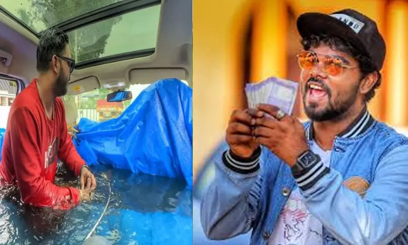 കാർ സ്വിമ്മിങ്​ പൂളാക്കി ഷോ കാണിച്ച   യൂട്യൂബർക്കും സംഘത്തിനും ‘എട്ടിന്‍റെ പണി’