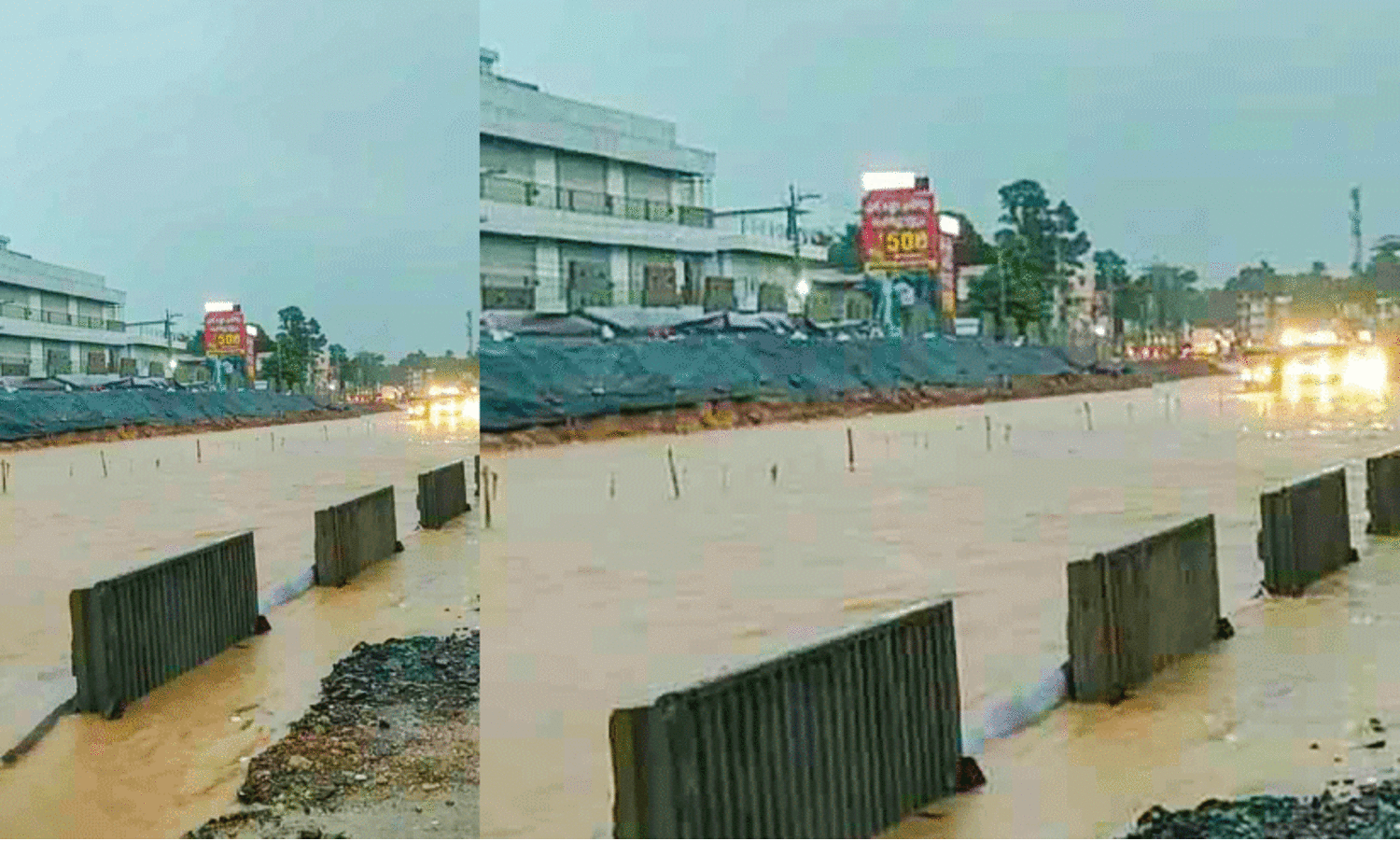 സുരക്ഷാസംവിധാനങ്ങളില്ലാത്ത നിർമാണം അപകടക്കെണി In Chattanur, the road is like river