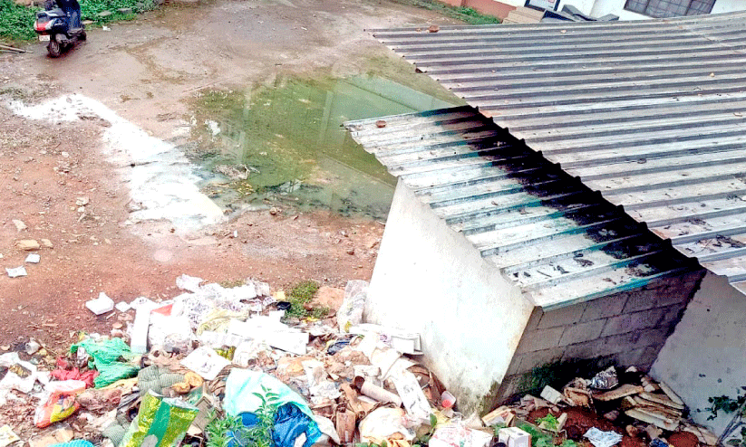 Garbage near a prominent hotel in Lakkidi A lot  And dirty water