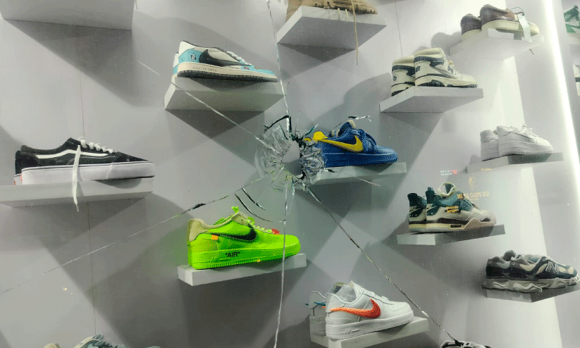 BJP Councilor MR. Gopans house  The window panes were broken