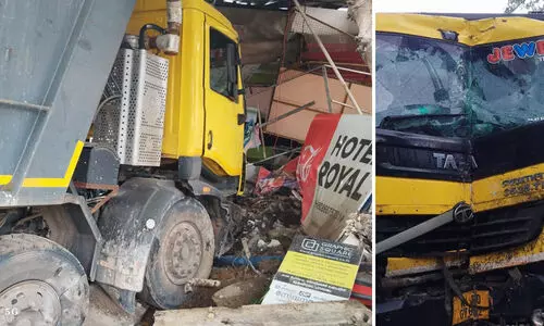 നിയന്ത്രണം വിട്ട ലോറി ഹോട്ടലിലേക്ക് ഇടിച്ചുകയറി