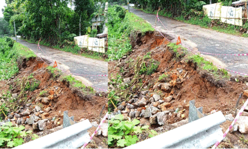 The protective wall of the road was broken The protective wall of the road was broken