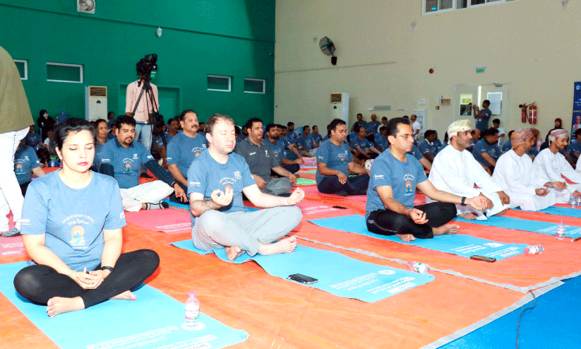 Indian Embassy in Muscat organized yoga Indian Embassy in Muscat organized yoga