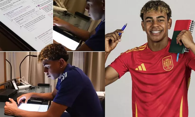 ‘പഠിക്കുന്ന പ്രായത്തിൽ കളിച്ചാൽ ഇതൊക്കെ വേണ്ടിവരും’; പഠനത്തിൽ മുഴുകിയ ലാമിൻ യമാലിനെ ആഘോഷമാക്കി സമൂഹ മാധ്യമങ്ങൾ ‘പഠിക്കുന്ന പ്രായത്തിൽ കളിച്ചാൽ ഇതൊക്കെ വേണ്ടിവരും’; പഠനത്തിൽ മുഴുകിയ ലാമിൻ യമാലിനെ ആഘോഷമാക്കി സമൂഹ മാധ്യമങ്ങൾ