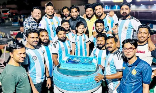 Argentina fans Qatar celebrating birthday of Messi