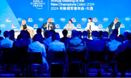 Annual New Champions Meeting of the World Economic Forum in Dalian Faisal bin Fadil Al Ibrahim Zamzari, Saudi Minister of Economic Planning is doing