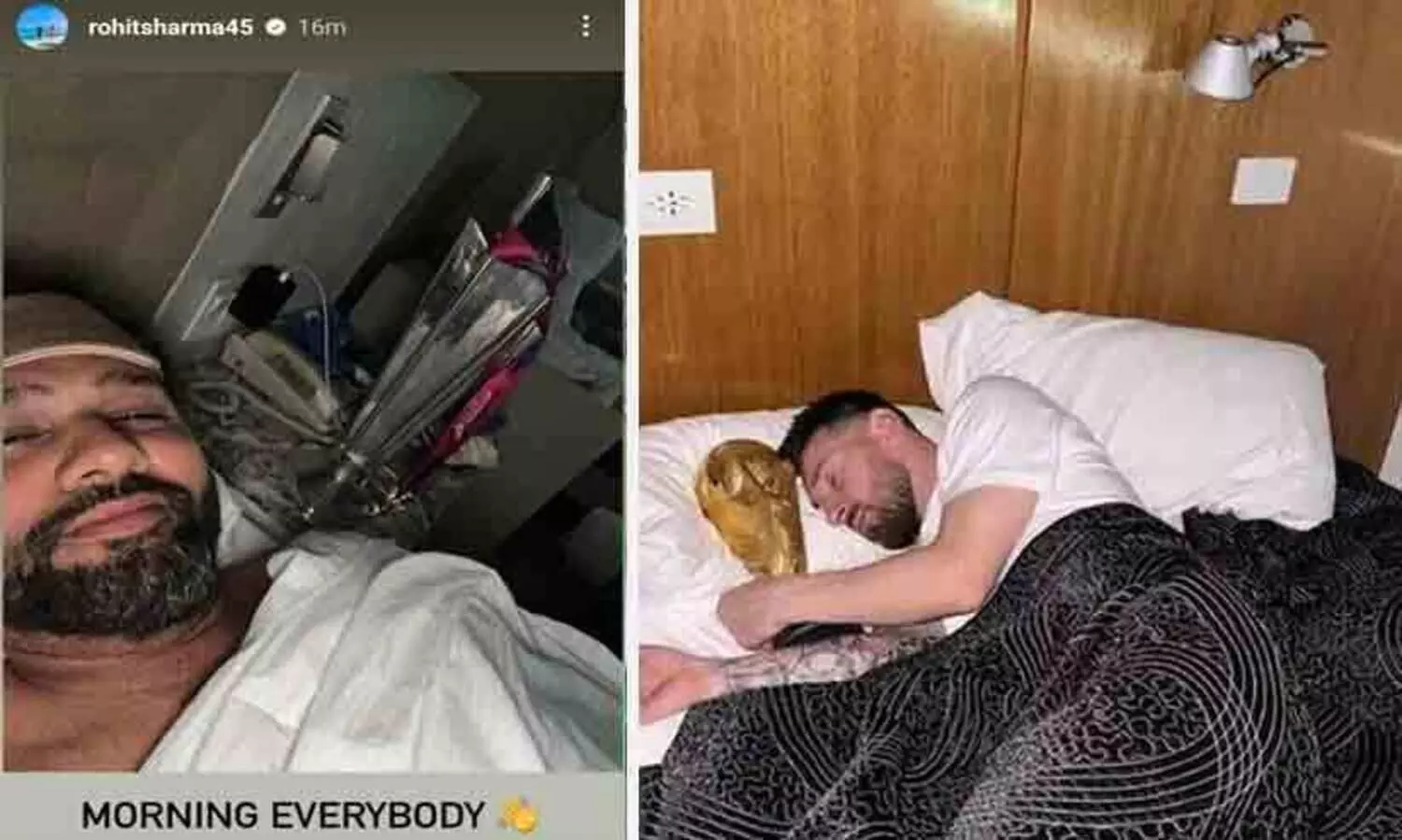 അന്ന് മെസ്സി, ഇന്ന് രോഹിത്; സ്വപ്ന കിരീടത്തിനൊപ്പം ഉറക്കമുണർന്ന് ഇന്ത്യൻ നായകൻ