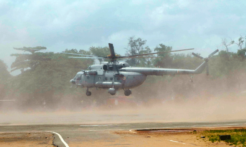 Air Force helicopter trial run conducted at Kollam Ashram ground Air Force helicopter trial run conducted at Kollam Ashram ground
