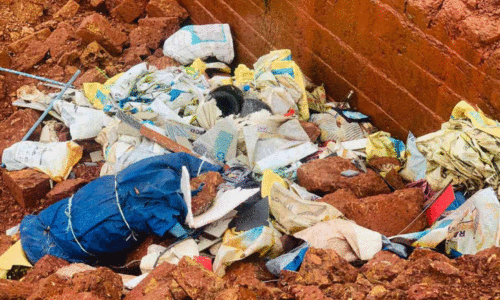 Plastic waste in pig farm