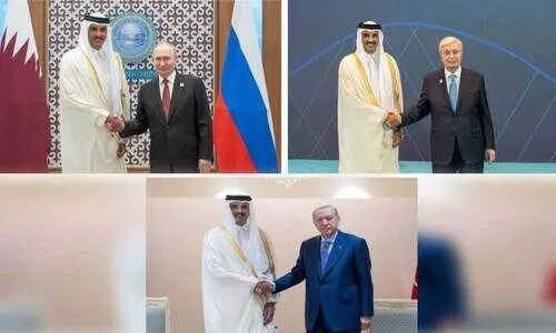 Amir of Qatar with the presidents of Russia, Kazakh, Turkey