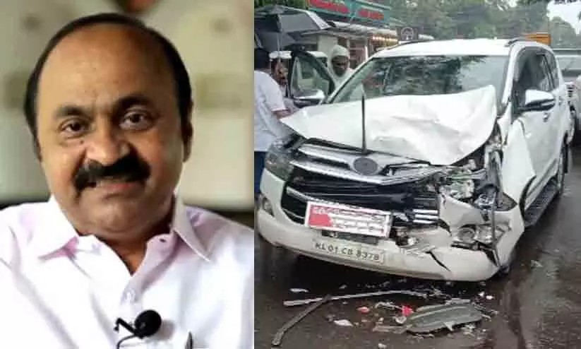വി.ഡി. സതീശൻ സഞ്ചരിച്ച കാർ അപകടത്തിൽ പെട്ടു വി.ഡി. സതീശൻ സഞ്ചരിച്ച കാർ അപകടത്തിൽ പെട്ടു