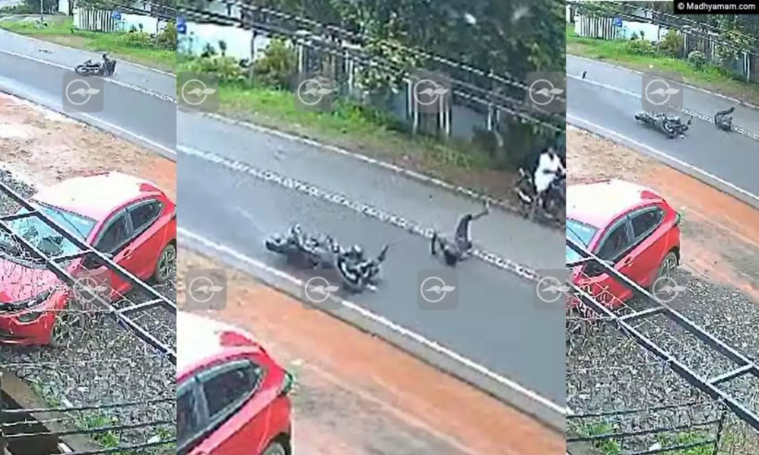 നായ് കുറുകെ ചാടി ബൈക്ക് മറിഞ്ഞു; യാത്രികൻ റോഡിൽ 20 മീറ്ററോളം ഉരുണ്ടു