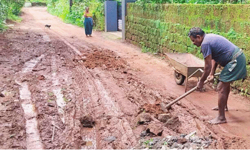 റോഡിലെ വെള്ളക്കെട്ട് മാറ്റാൻ 65കാരന്റെ ഒറ്റയാൾ പോരാട്ടം