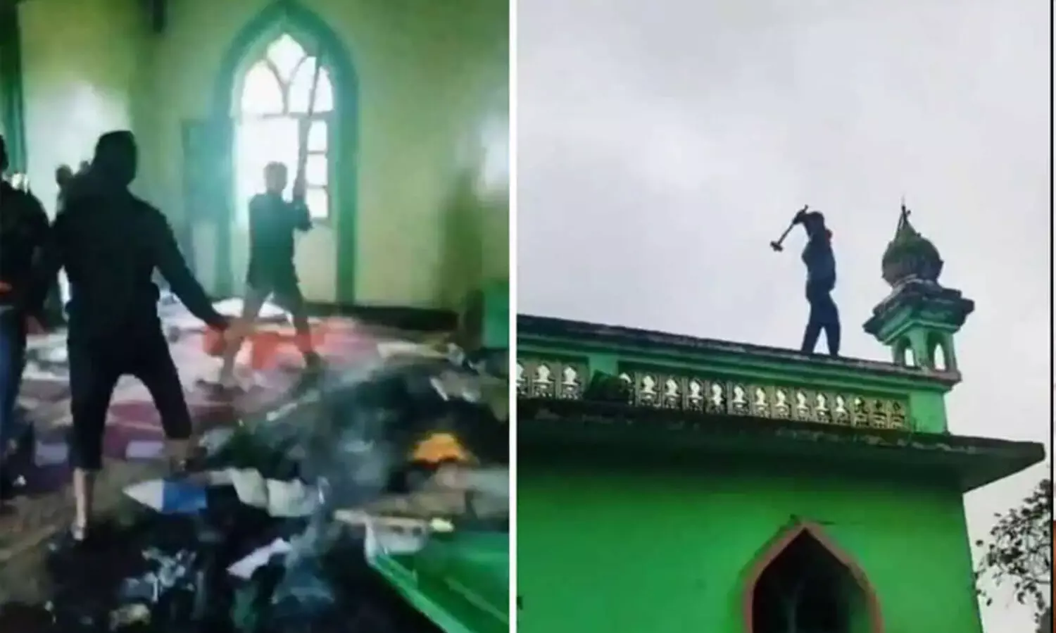 കോലാപൂരിൽ മുസ്‍ലിം പള്ളി തകർത്തു; ജയ്ശ്രീറാം വിളിച്ച് അഴിഞ്ഞാടുന്ന ദൃശ്യം പ്രചരിപ്പിച്ചു