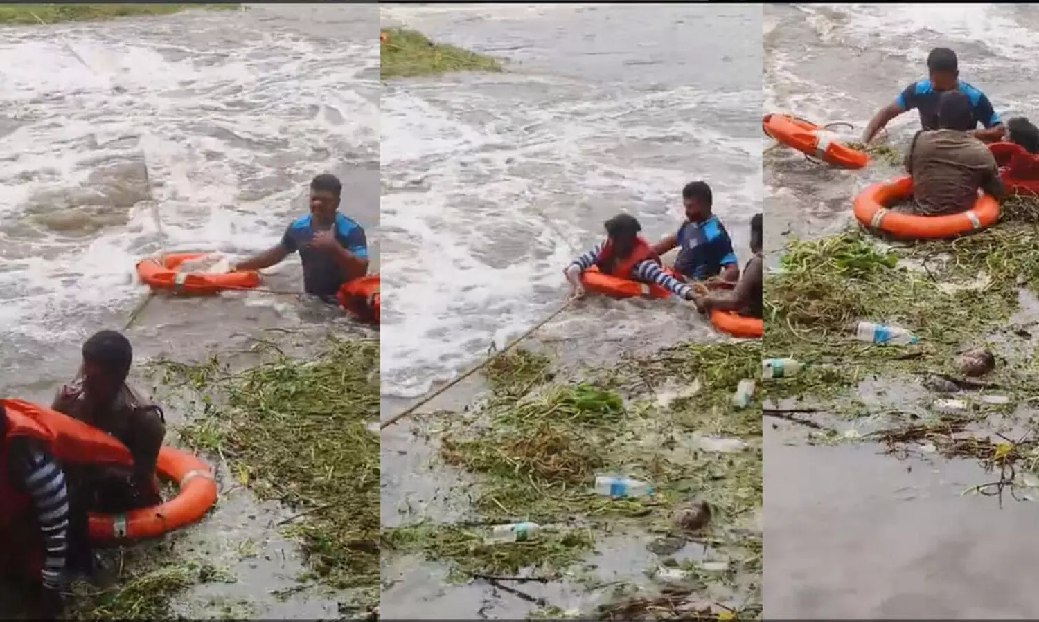 ചിറ്റൂർ പുഴയുടെ നടുവിൽ നാലുപേർ കുടുങ്ങി