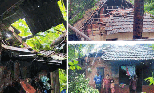 Damaged houses due to heavy rain