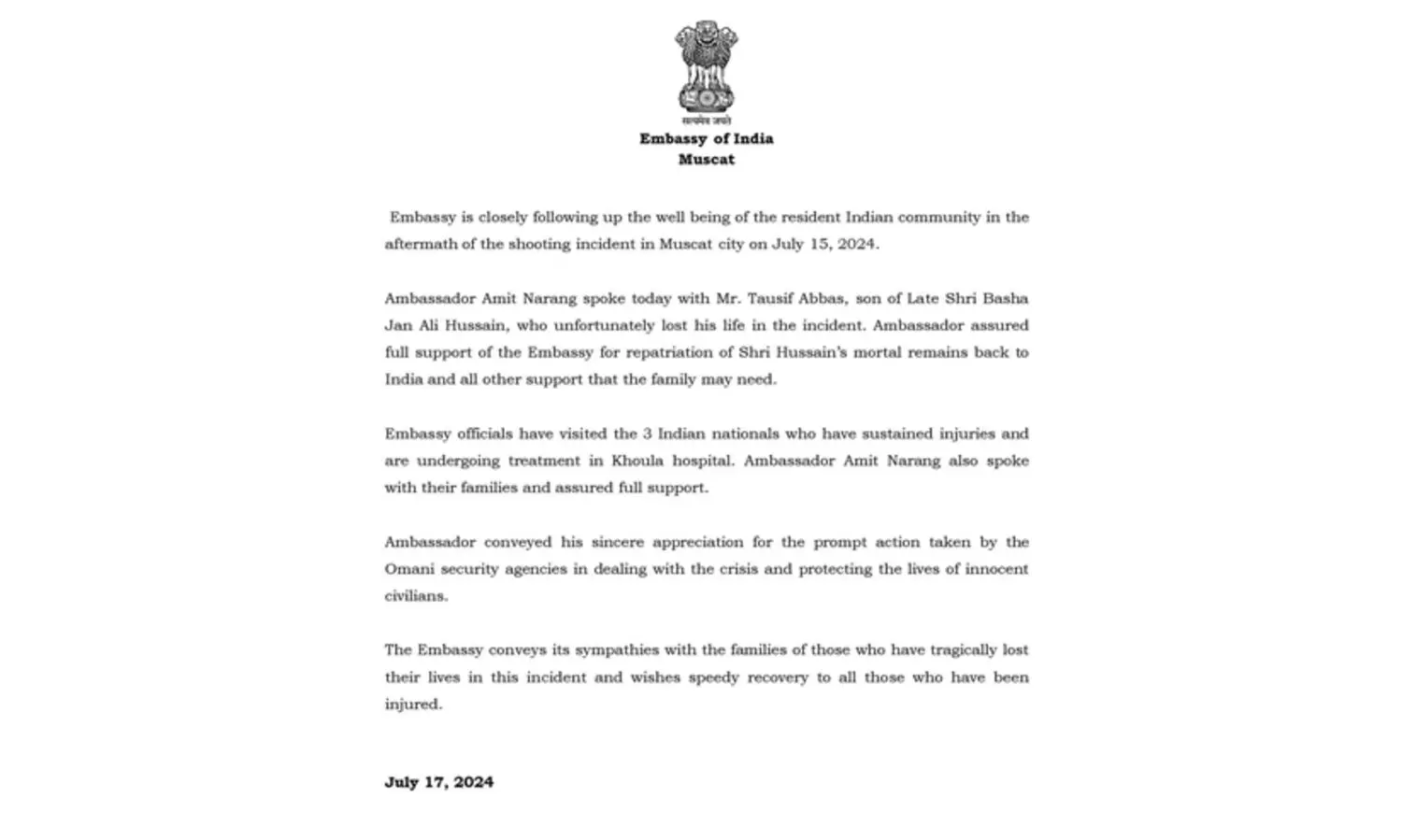 വാദി കബീർ വെടിവെപ്പ്​: പരിക്കേറ്റവരിൽ മൂന്ന്​ ഇന്ത്യക്കാരും