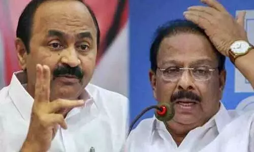 ‘കെ.പി.സി.സി ഓഫിസിൽ നടക്കുന്ന പല കാര്യങ്ങളും പുറത്തു പറയാൻ കൊള്ളില്ല’; സുധാകരനെതിരെ ആഞ്ഞടിച്ച് സതീശൻ