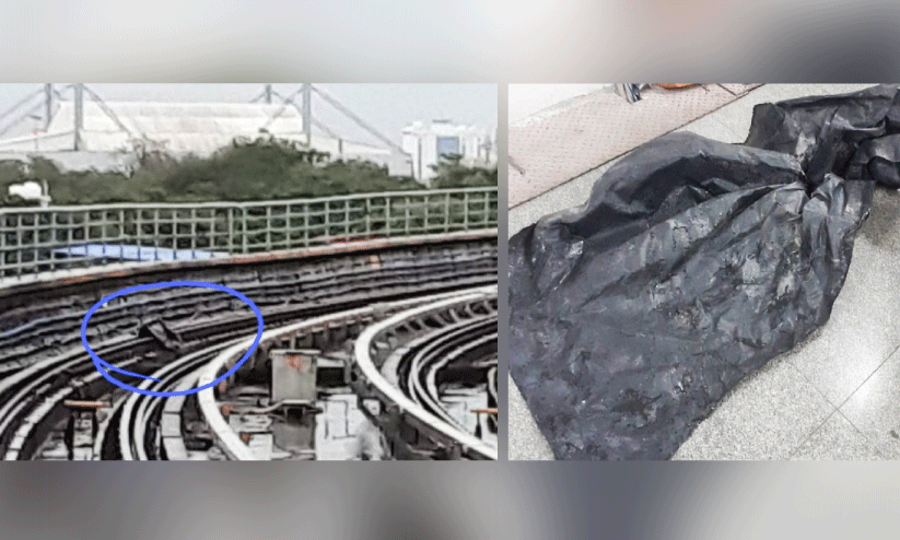 Tarpaulin sheet on metro line Tarpaulin sheet on metro line