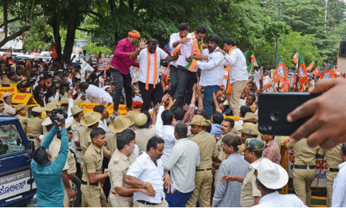 BJP March against Valmiki corporation scam
