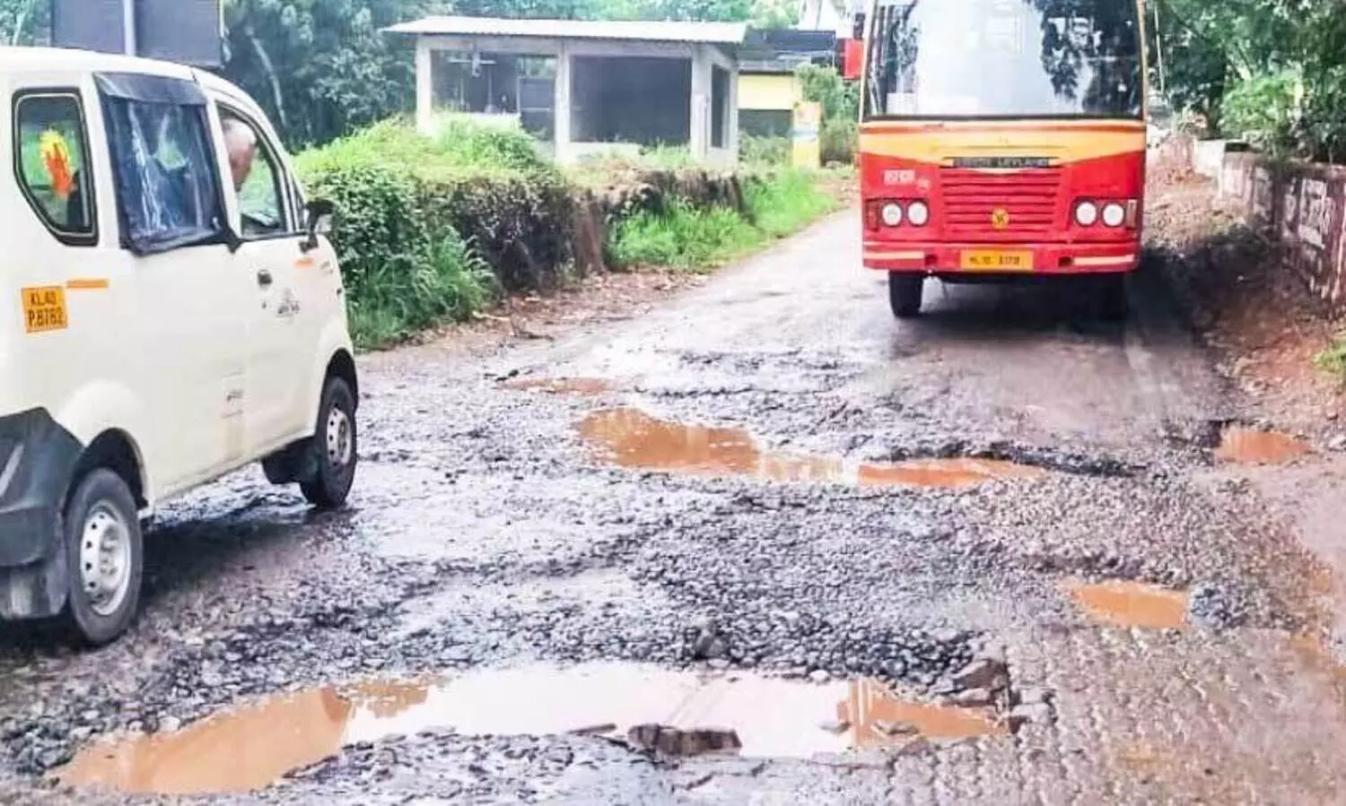 Potholes on the road