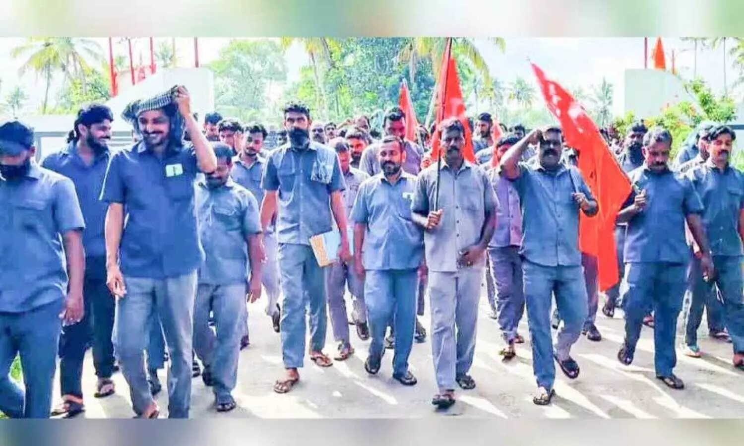 Milma company employees on strike