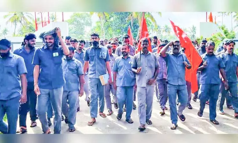 Milma company employees on strike