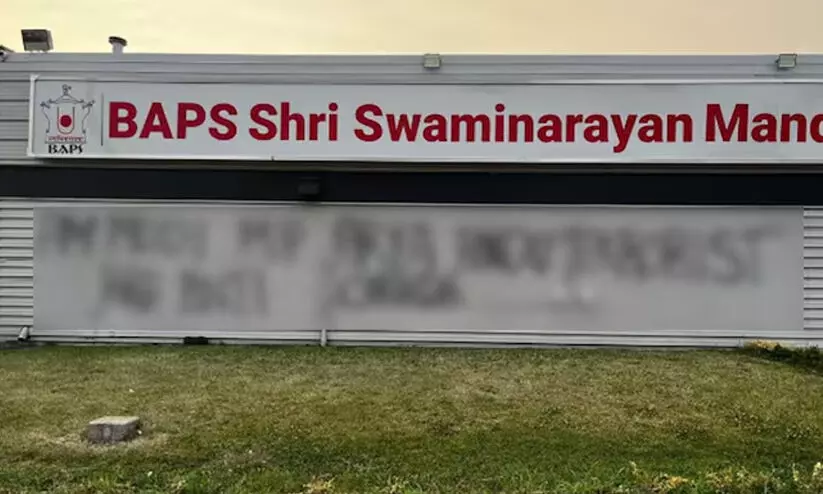 കാനഡയിൽ ഹിന്ദുക്ഷേത്രം തകർത്തു; ചുമരുകൾ വികൃതമാക്കി