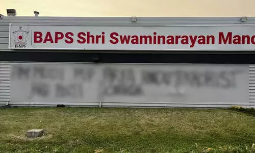 കാനഡയിൽ ഹിന്ദുക്ഷേത്രം തകർത്തു; ചുമരുകൾ വികൃതമാക്കി