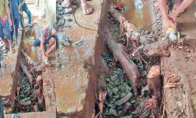 പൂർത്തിയാവാതെ താലൂക്ക് ആശുപത്രിക്ക് മുന്നിലെ ഓവുചാൽ പൂർത്തിയാവാതെ താലൂക്ക് ആശുപത്രിക്ക് മുന്നിലെ ഓവുചാൽ