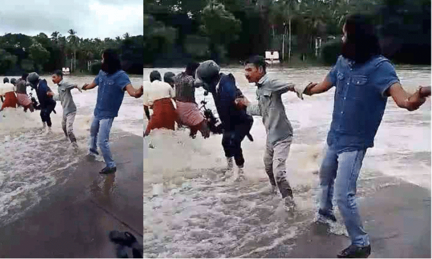 കൈകൾ കോർത്ത് പുഴയിൽനിന്ന് ജീവൻ കോരിയെടുത്ത് ഏഴ് യുവാക്കൾ