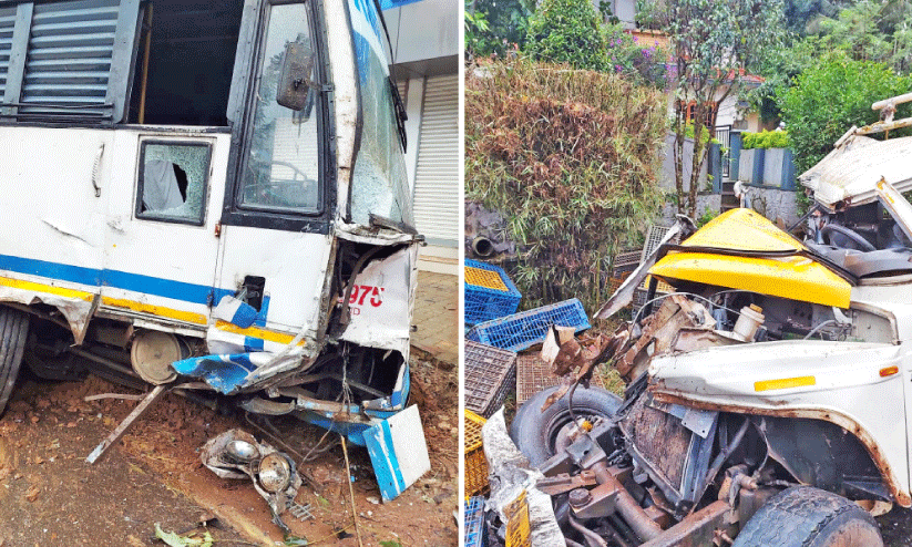 കെ.എസ്.ആർ.ടി.സി ബസും പിക്അപ് വാനും കൂട്ടിയിടിച്ച് 14 പേർക്ക് പരിക്ക് കെ.എസ്.ആർ.ടി.സി ബസും പിക്അപ് വാനും കൂട്ടിയിടിച്ച് 14 പേർക്ക് പരിക്ക്