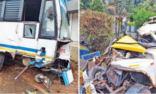 കെ.എസ്.ആർ.ടി.സി ബസും പിക്അപ് വാനും കൂട്ടിയിടിച്ച് 14 പേർക്ക് പരിക്ക് കെ.എസ്.ആർ.ടി.സി ബസും പിക്അപ് വാനും കൂട്ടിയിടിച്ച് 14 പേർക്ക് പരിക്ക്