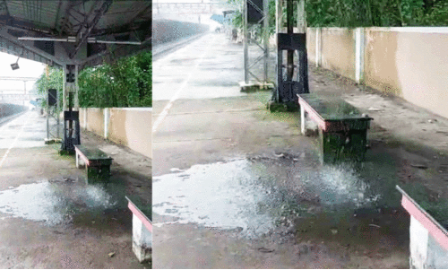 പഴയങ്ങാടി റെയിൽവേ സ്റ്റേഷൻ രണ്ടാം പ്ലാറ്റ് ഫോമിൽ ചോർച്ച; യാത്രക്കാർ ദുരിതത്തിൽ