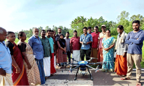 പിരപ്പമൺകാട് പാടശേഖരത്തിൽ ഡ്രോൺ വളപ്രയോഗം