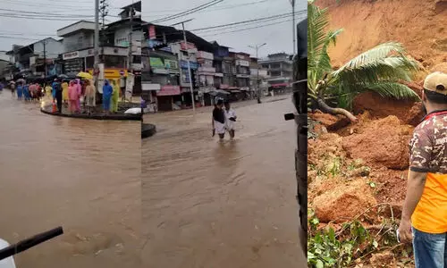 കൊണ്ടോട്ടി നഗരത്തില്‍ വെള്ളപ്പൊക്കം; നെടിയിരുപ്പിൽ കുന്നിടിഞ്ഞു