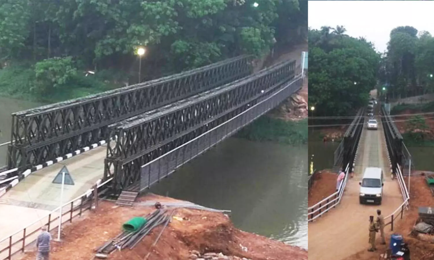 താൽക്കാലിക പാലം നിർമിക്കുന്നതിനുള്ള സാധനങ്ങളുമായി വ്യോമസേന വിമാനം കണ്ണൂർ വിമാനത്താവളത്തിൽ