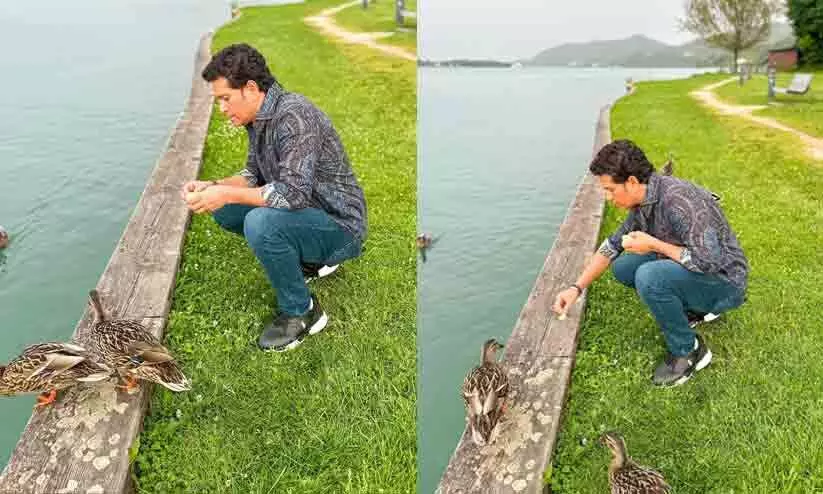 ക്രിക്കറ്റിൽ നിന്ന് വിരമിച്ചതിന് പിന്നെ ഡക്കുകൾ എനിക്കൊരു വിഷയമേയല്ല..; താറാവിനൊപ്പം തഗ്ഗടിച്ച് സചിൻ