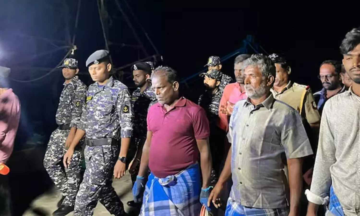The two fishermen from Tamil Nadus Rameswaram were handed over to the Indian Navy